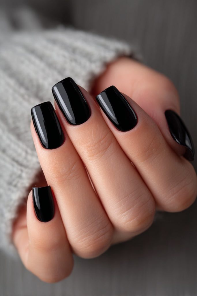Classic Glossy Black Nails