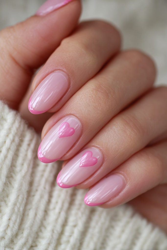 Soft Blush Tips with Mini Heart Charms