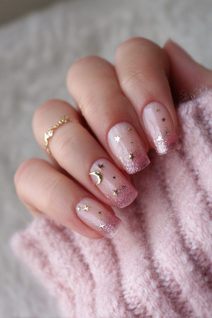 Rose Gold Tips with Charm Clusters