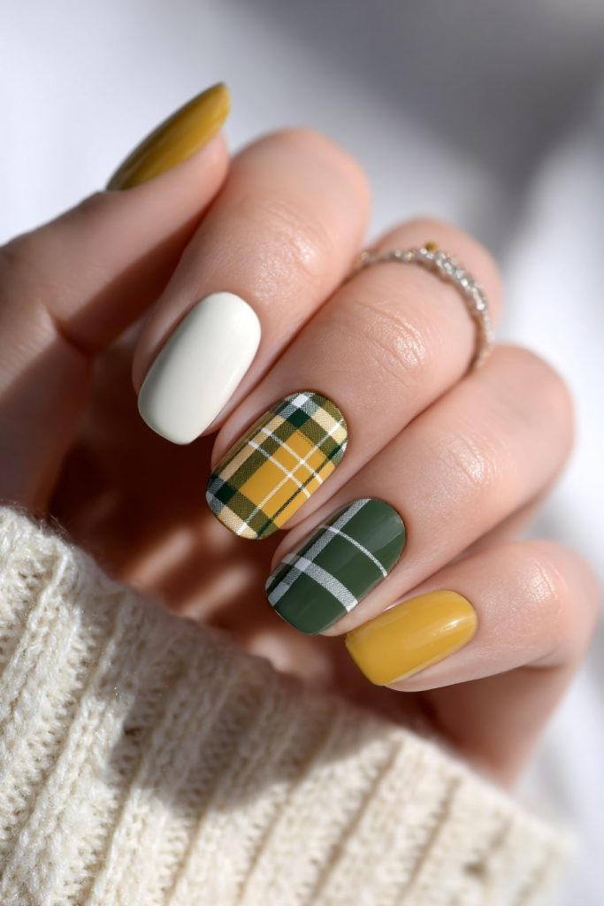 Plaid Accent Nails