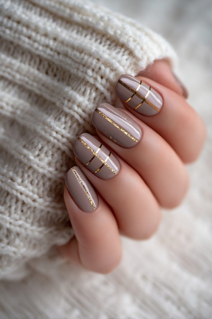 Warm Taupe with Gold Stripes