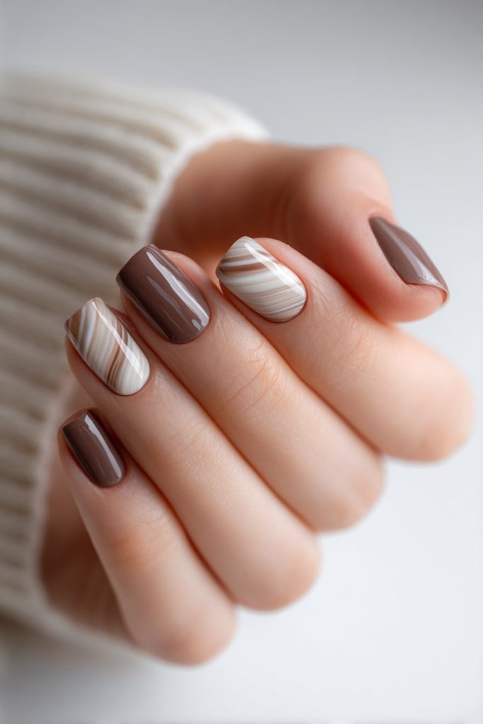Latte Swirl Nails