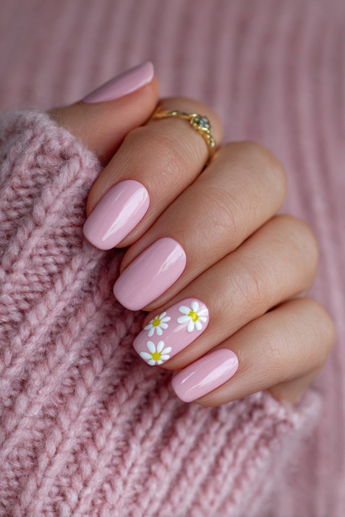 Daisy Accent Nails