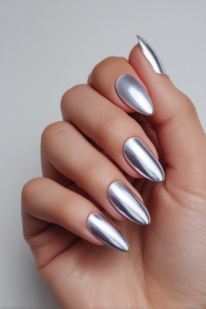 Classic Silver Chrome Nails