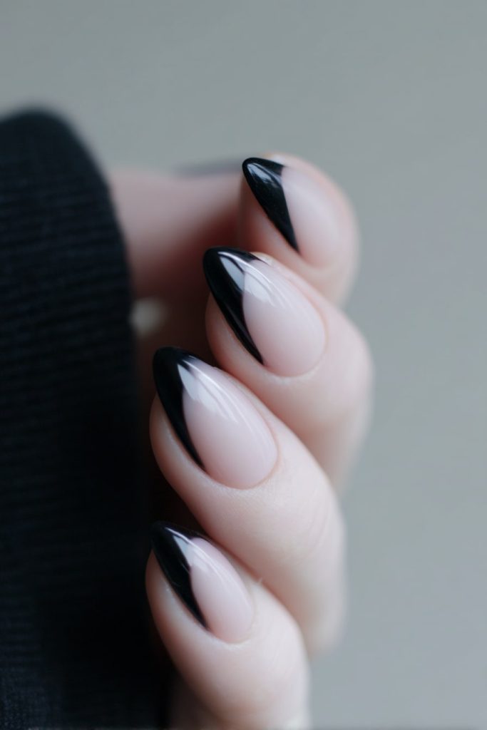 French Tips on Almond or Coffin Nails