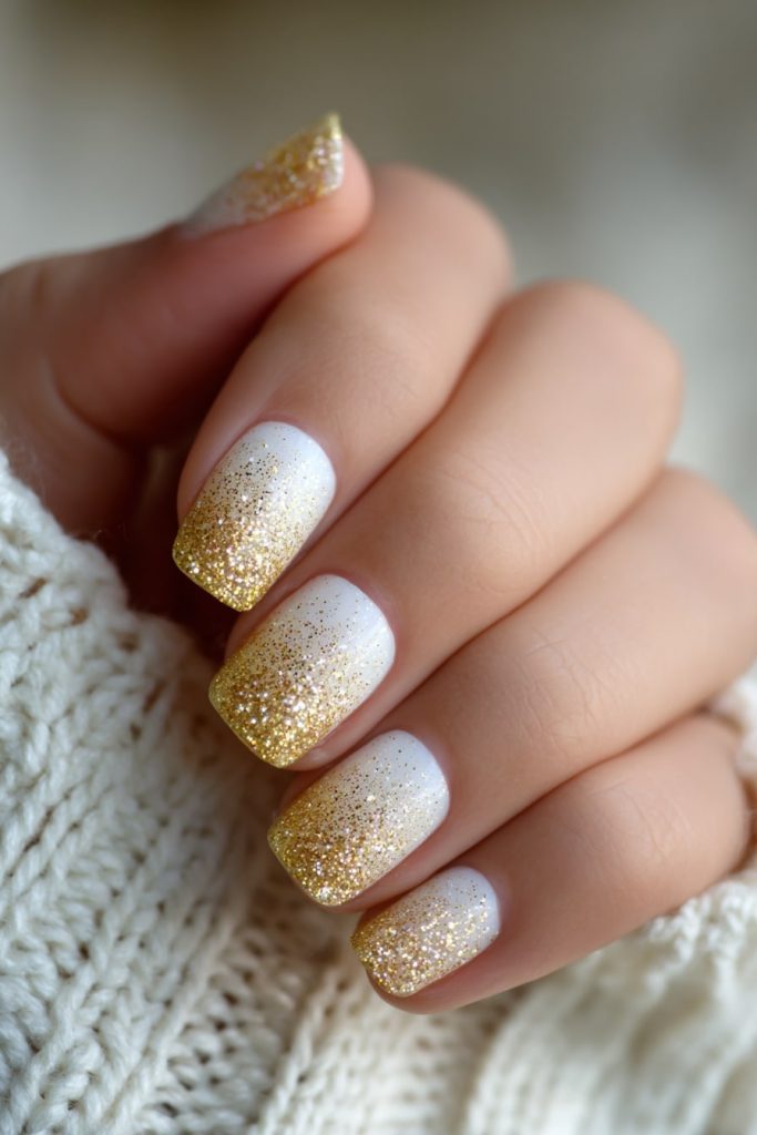 White to Gold Glitter Fade