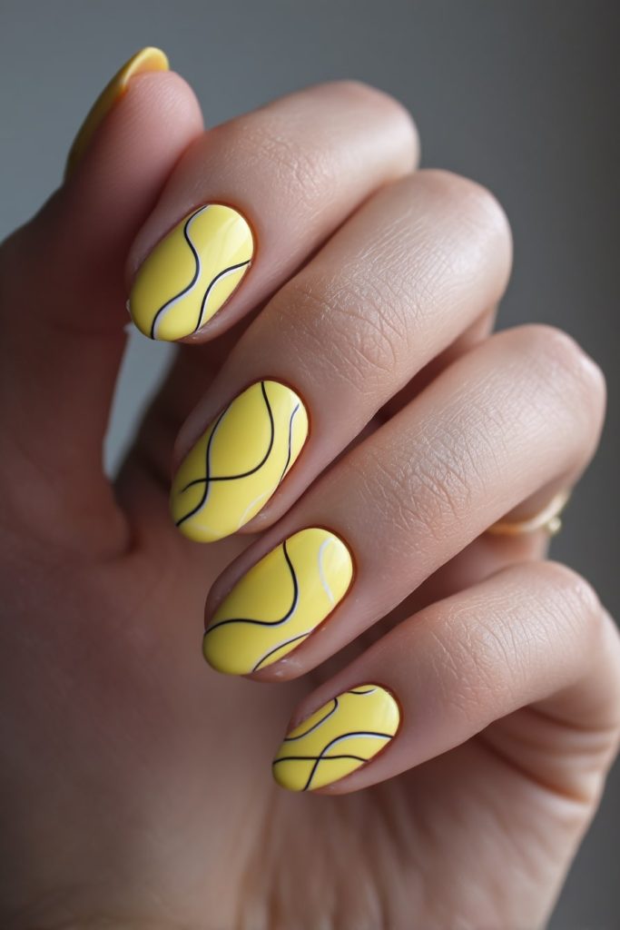 Butter Yellow with Minimalist Line Art