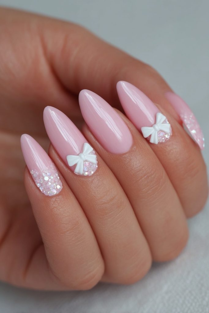 Clear Gel Nails with 3D Details