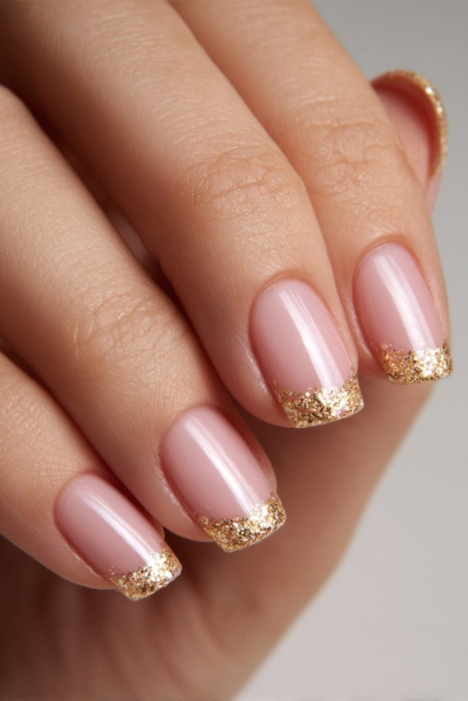 Bare Nails with Gold Foil Tips
