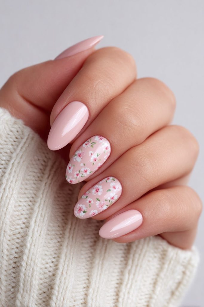 Gel Floral Accent Nails