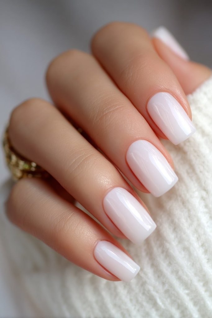 Milky White Acrylic Nails