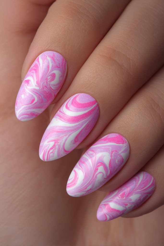 Gel Nails with Swirl Art