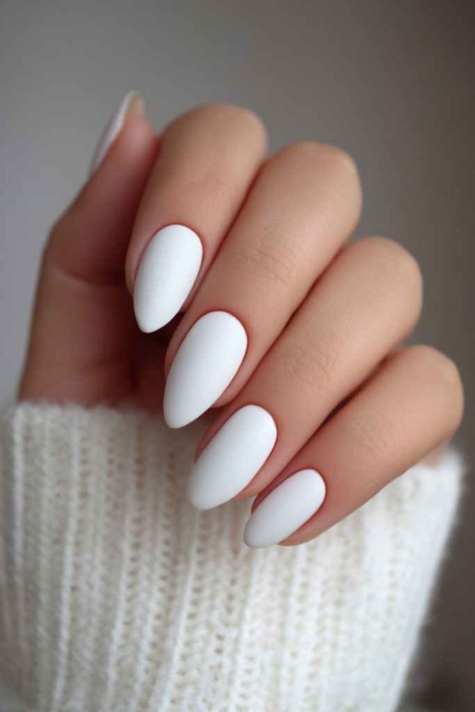 Matte White Nails