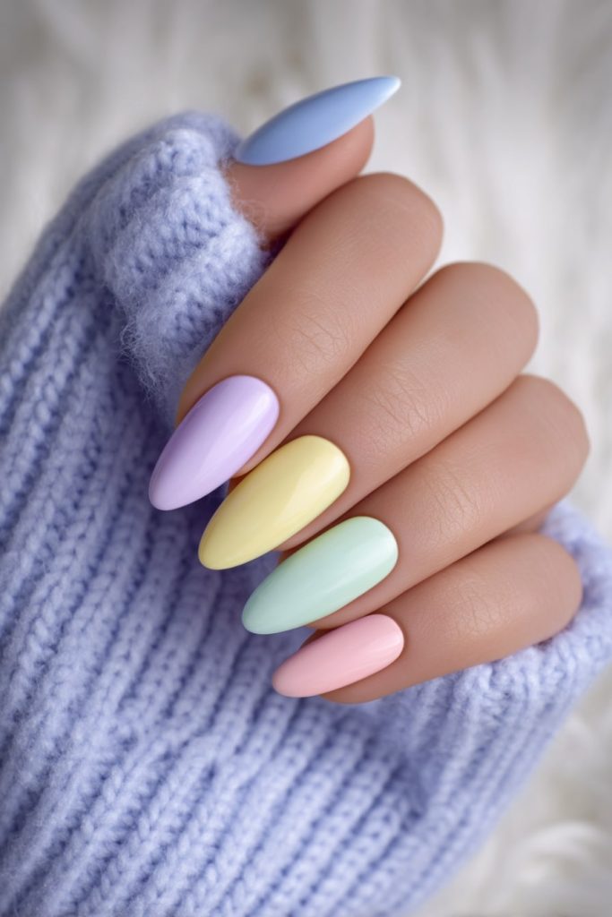 Pastel Rainbow Nails