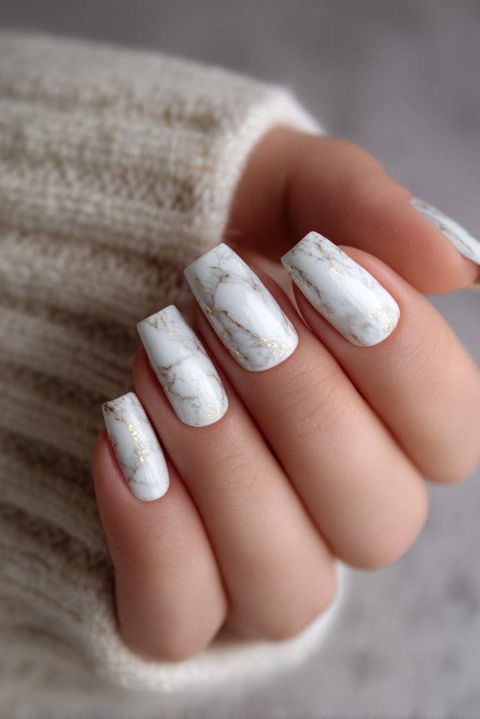 White Marble Nails