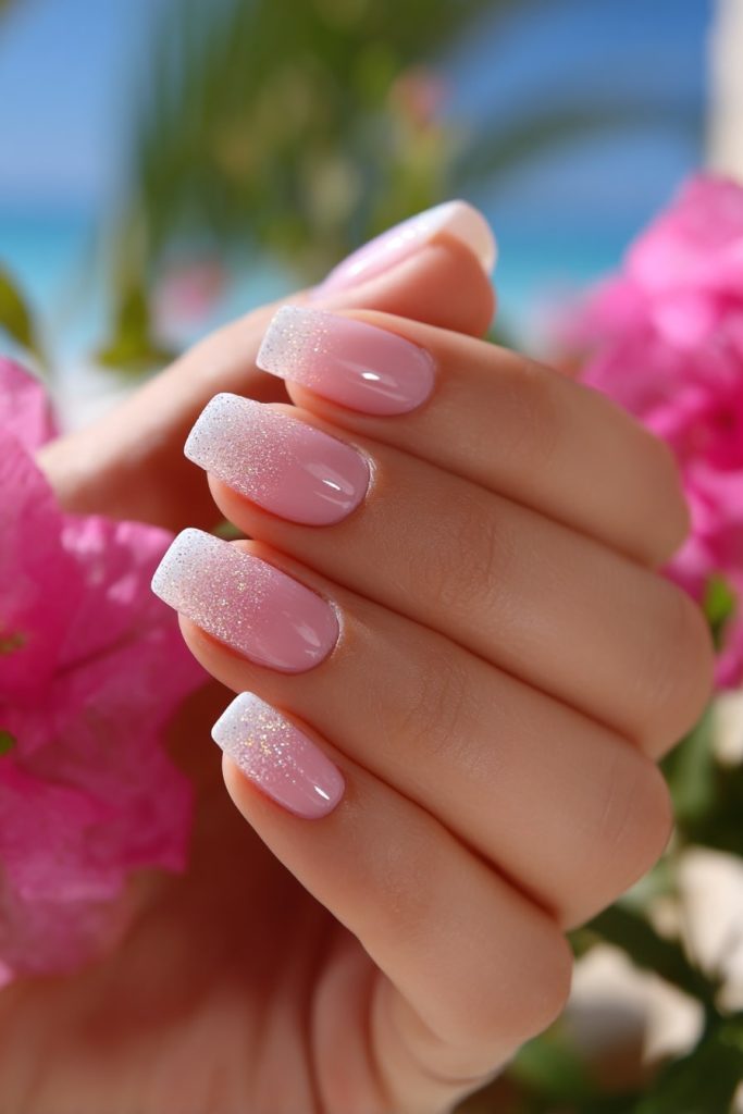 Acrylic Nails with Glitter Ombré