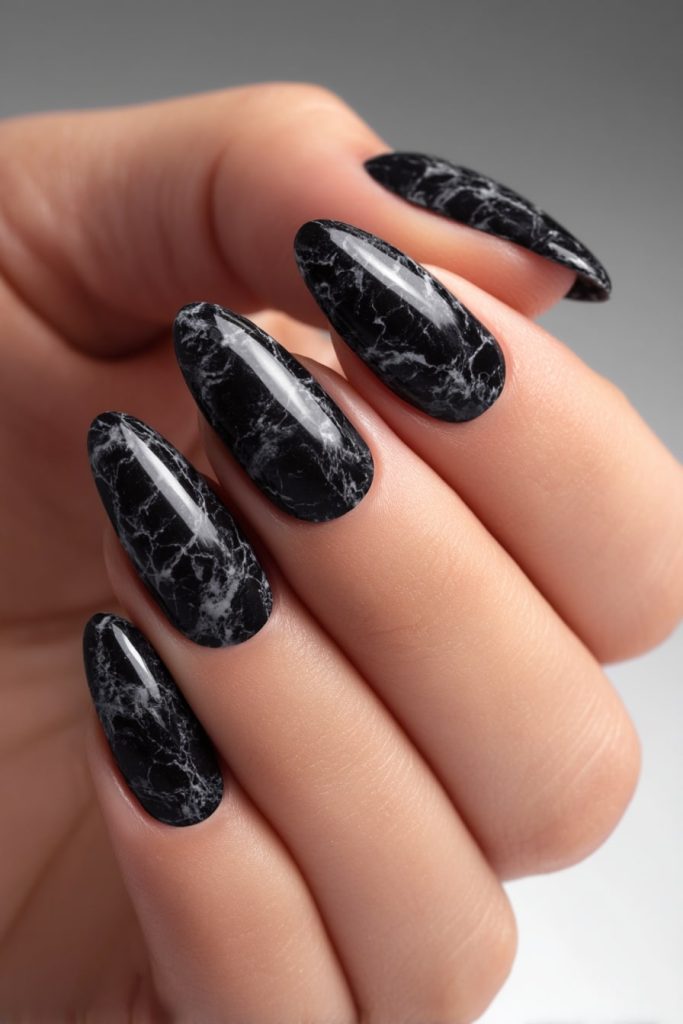 Black Marble Nails