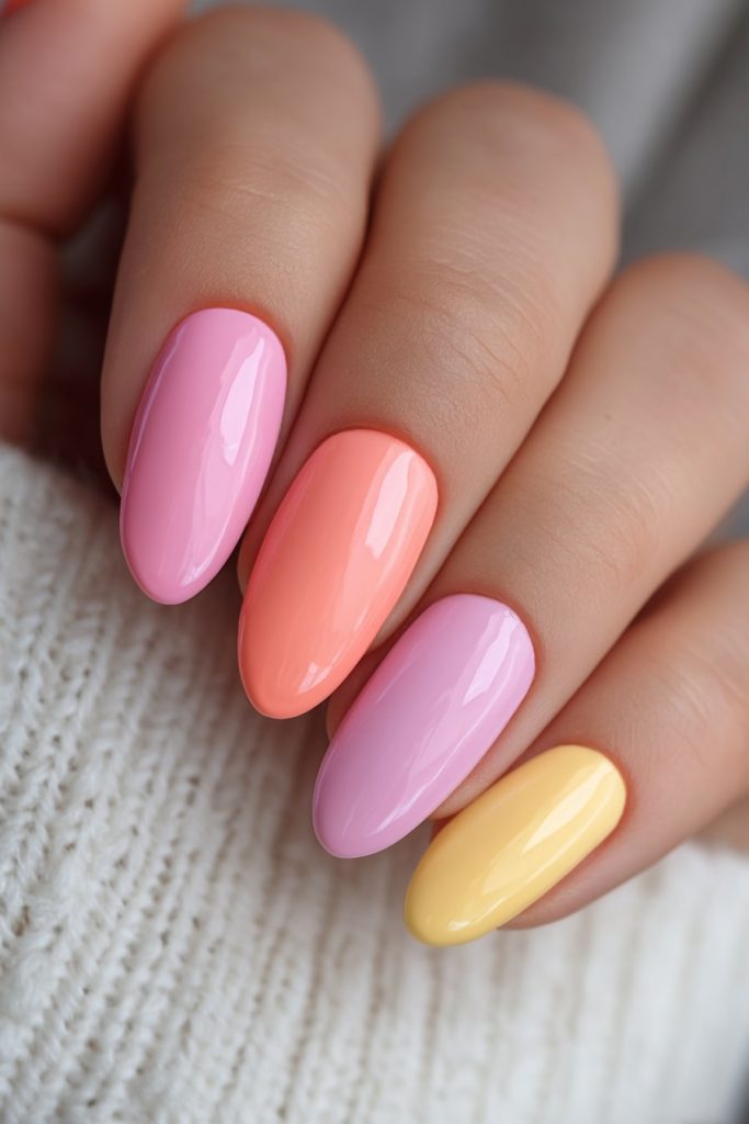 Pastel Gel Skittle Nails