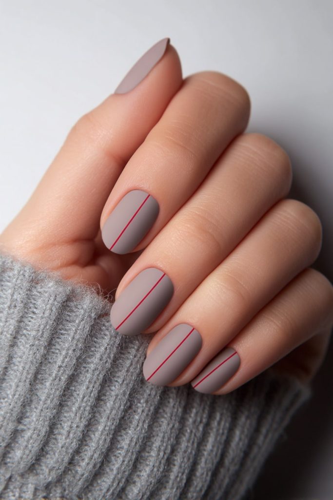 Matte Taupe with Thin Vertical Stripe