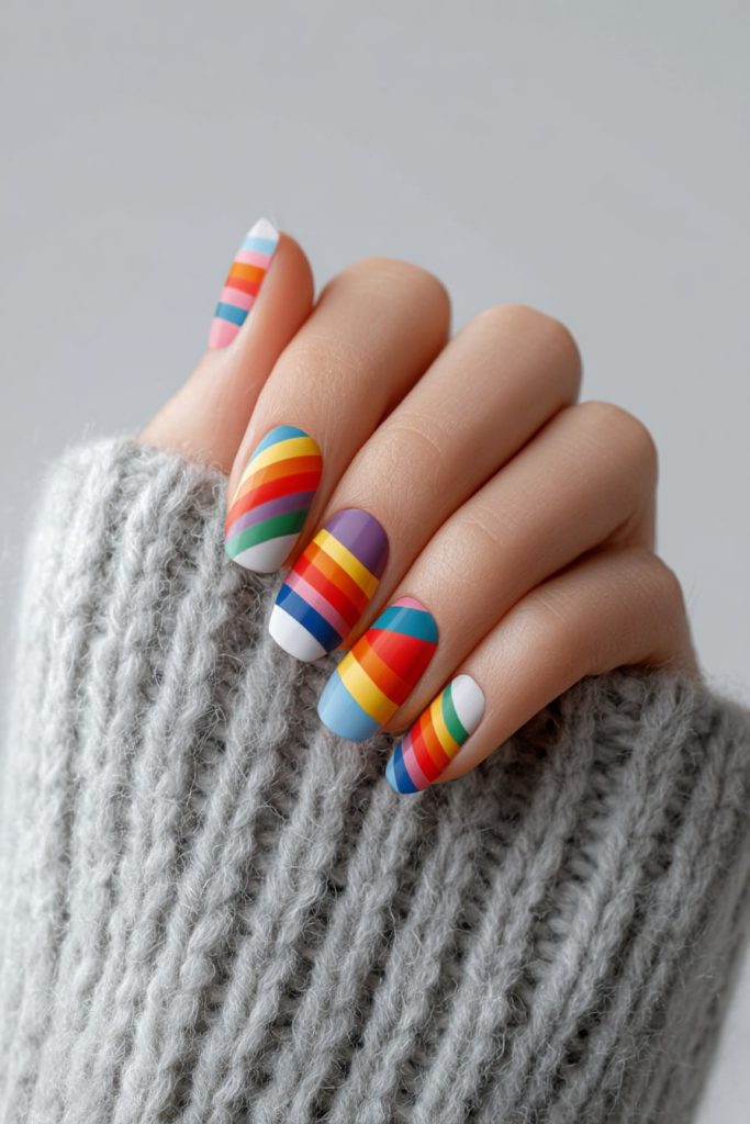 Rainbow Wave Nails