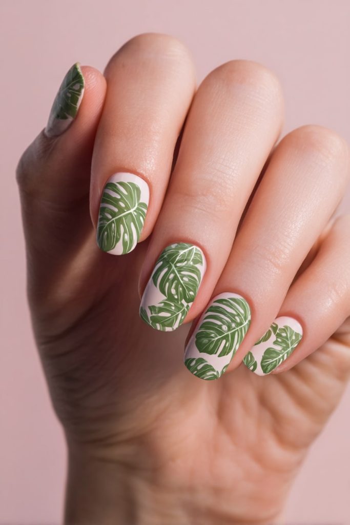 Tropical Leaf Nails
