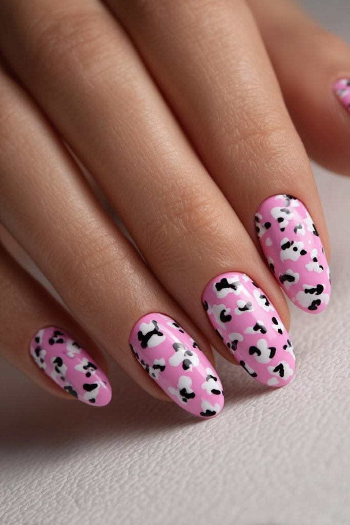 Gel Cow Print Nails