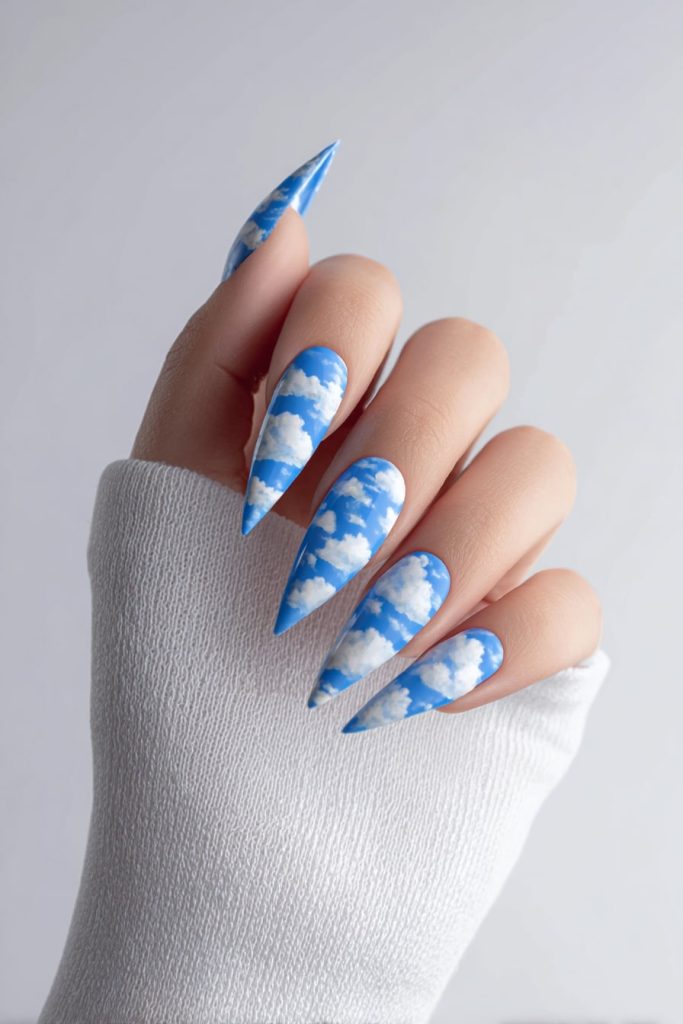 Stiletto Acrylic Nails with Statement Art