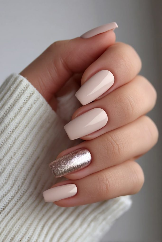 Single Nail Accent in Soft Metallic