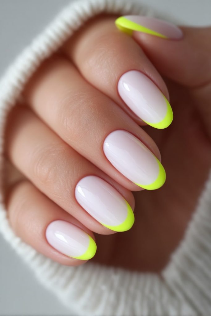 French Gel Tips with a Pop of Color