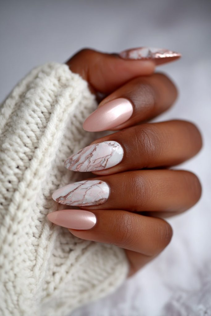 Marble Almond Nails