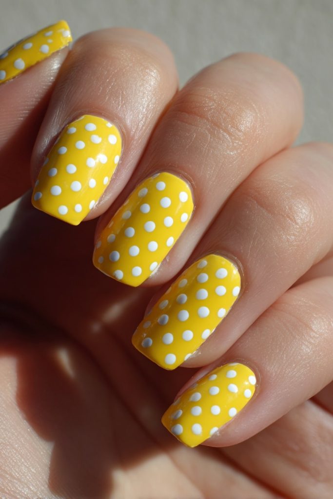 Yellow and White Polka Dots