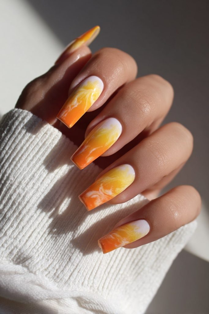 Yellow Tie-Dye Nails