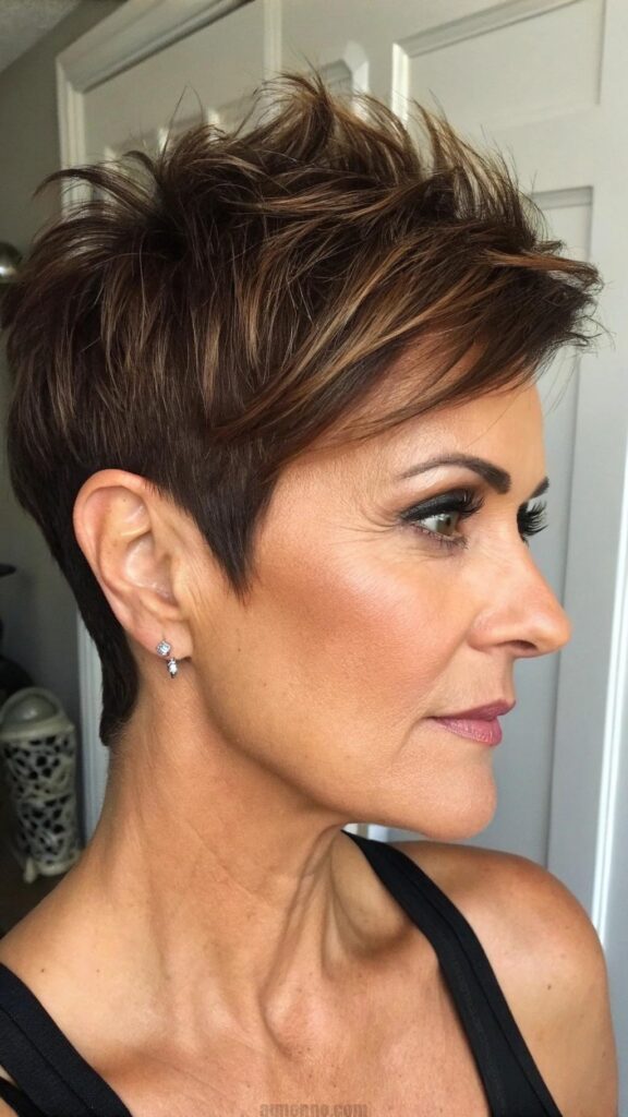The pixie cut is a bold and stylish choice for women in their 40s.
