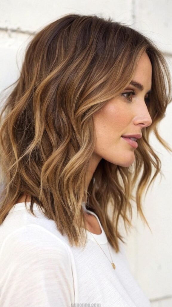 Shoulder-length waves are a perfect compromise between short and long hair.