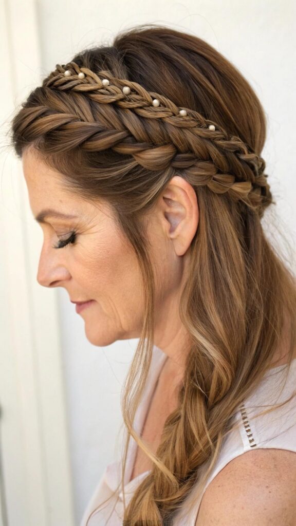 The braided crown is a beautiful and romantic hairstyle that adds a whimsical touch to any look.