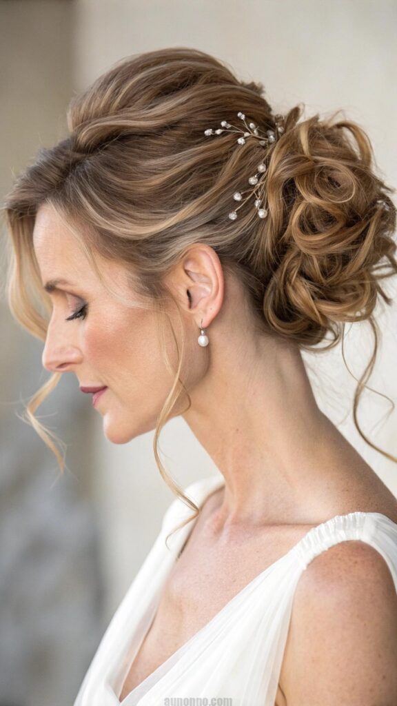 The soft, romantic updo is a beautiful hairstyle that is perfect for special occasions, such as weddings or formal events.