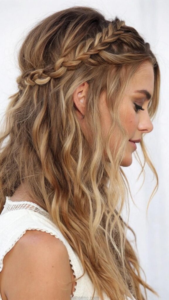 The boho chic hairstyle is a relaxed and free-spirited option that is perfect for women in their 40s.