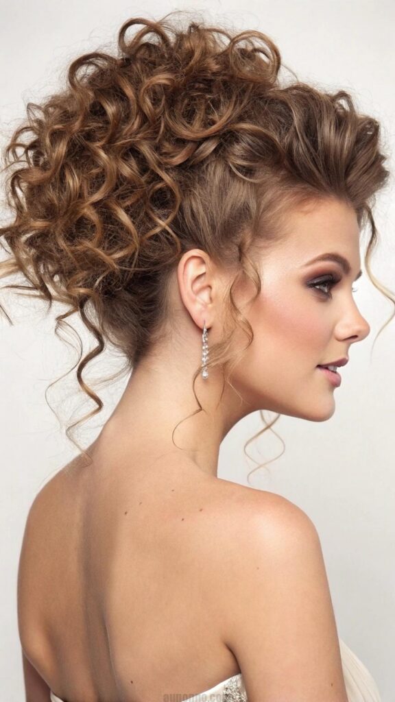 The curly updo is a playful and elegant hairstyle that is perfect for special occasions.