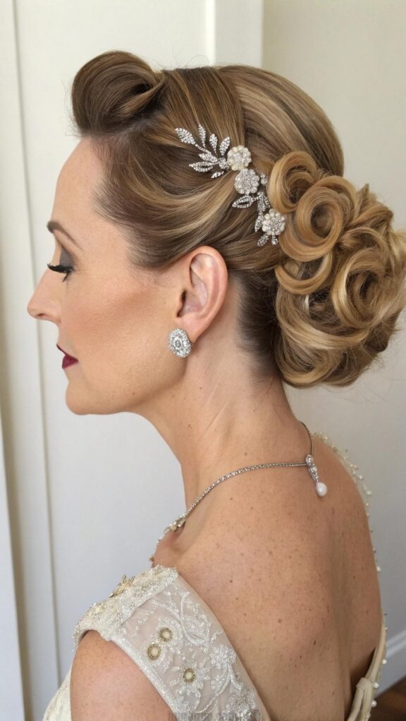 The vintage updo is a glamorous hairstyle that is perfect for special occasions.