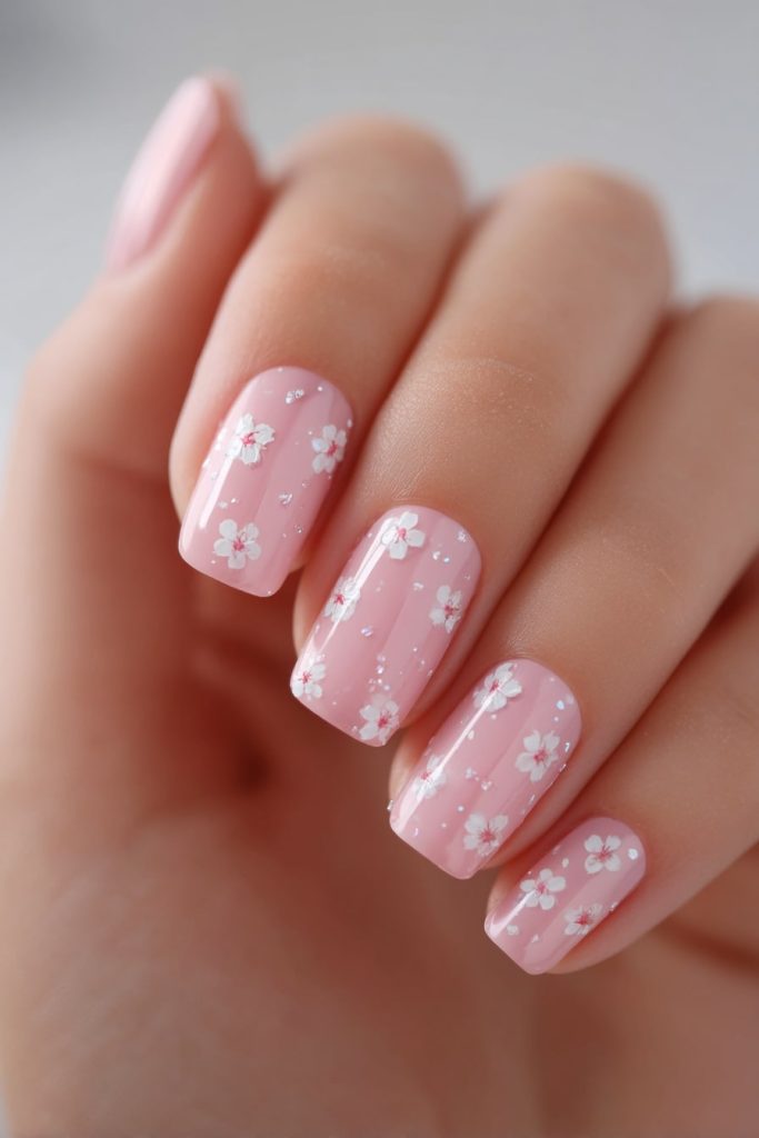 Floral Pink Nails