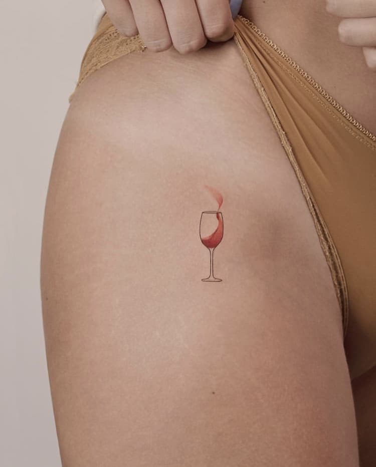 Wine glass minimalist tattoo concepts