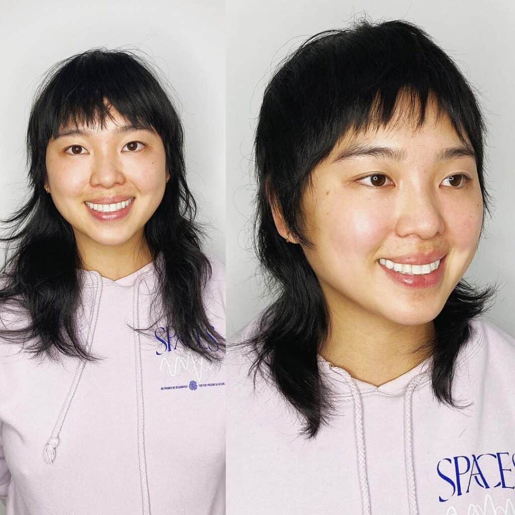 soft mullet cut for chubby round faces