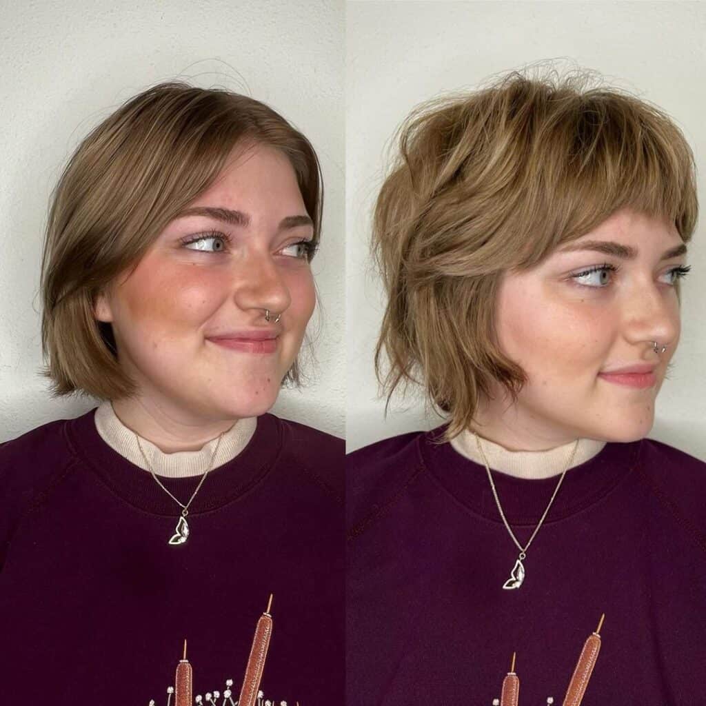 shaggy bob with side bangs