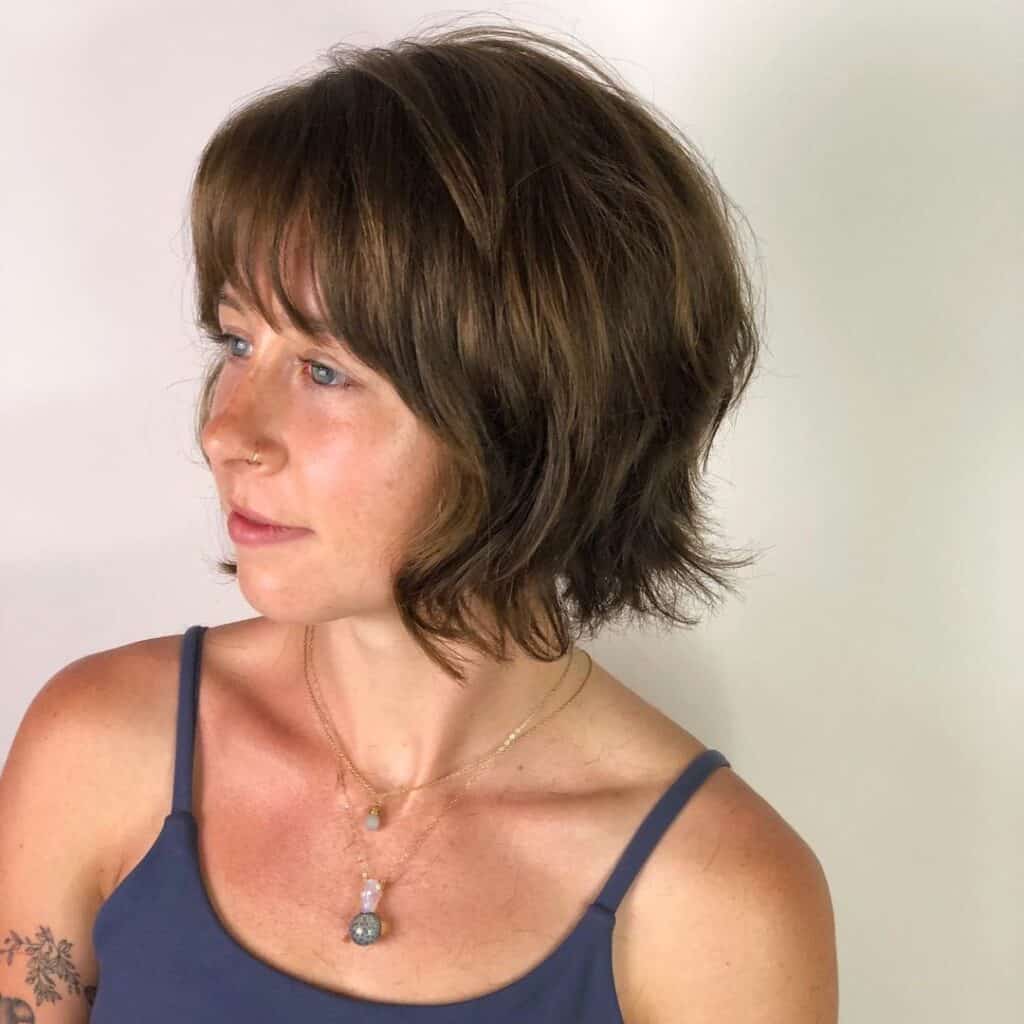 razor cut short bob with a fringe