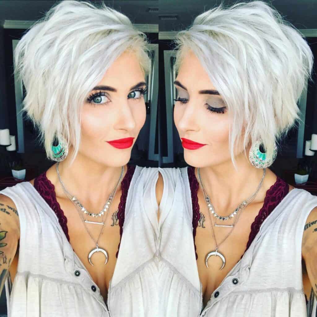 Edgy platinum blonde pixie 