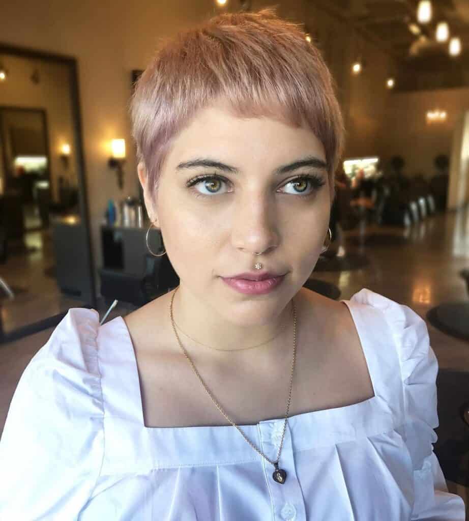 classic strawberry blonde pixie