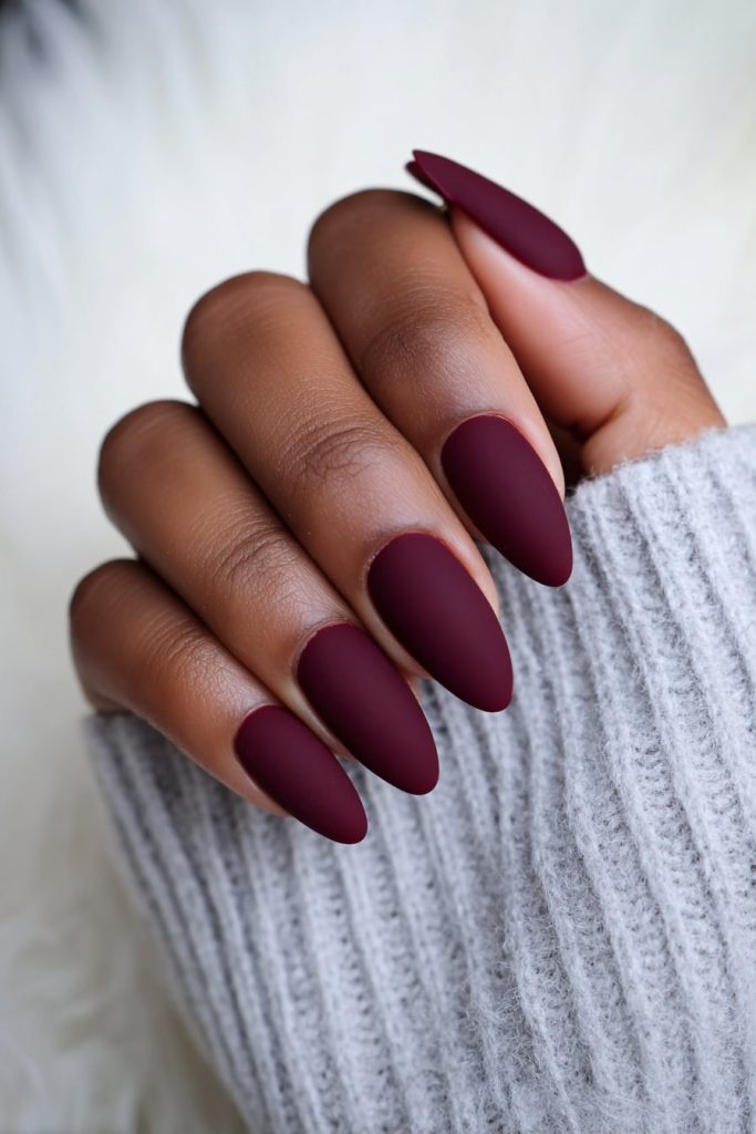 Matte Burgundy Nails