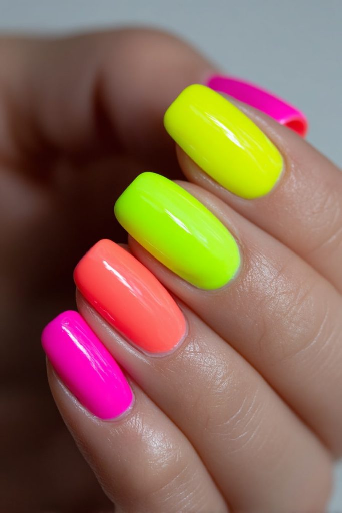 Neon Skittle Nails