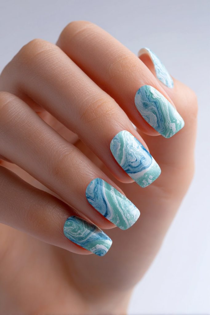 Beach Waves Nail Design
