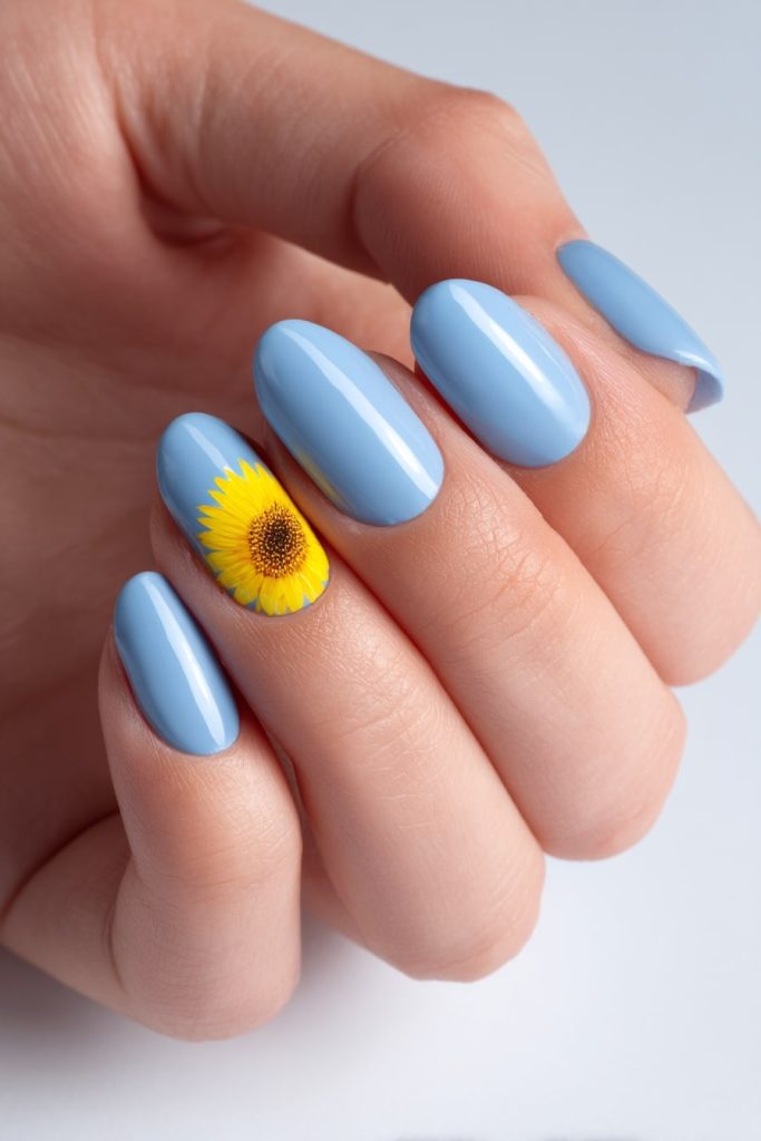 Sunflower Accent Nails